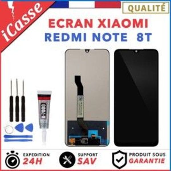 Lcd-skärm + pekglas Xiaomi Redmi Note 8t Black + Verktyg + lim