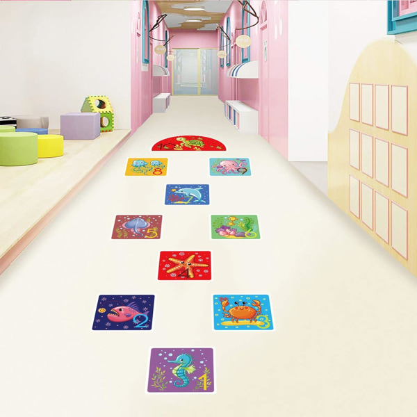 10 nummer DIY Game Wall Stickers Golvdekaler, Avtagbara PVC Ocean Sea Digital Wall Stickers, Unika Floor Art Decoration Supplies för Baby Kid Room