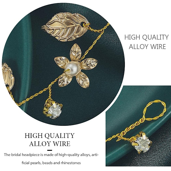 Modedesign Anpassad Bröllopstiara, Handgjord Tiara Diadem med Legering och Lövmaterial (Guld)