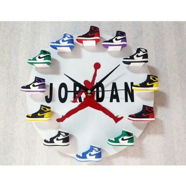 Hemväggklocka Stereoskopisk Skomodell Sneaker Väggklocka (Klassisk Svart)