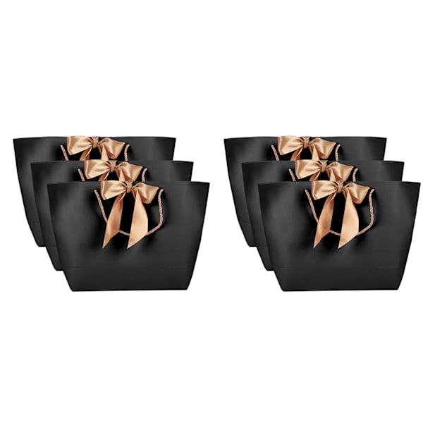 10 st svarta presentpåsar i papper för souvenirer, kläder, smink, butik, förpackningspåsar med guldhandtag 4#