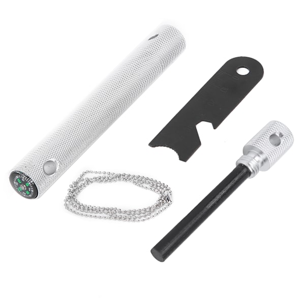 Stark Magnesiumstång Utomhus Camping Kompass Eldstart Stick Anti Korrosion Flintsten (Silver)