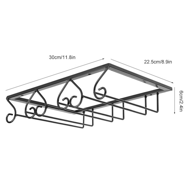 Hjärtformad hängande järnvinglasställningshållare Displayhylla Organizer Dekoration3 Slot