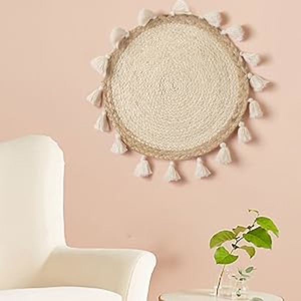 Vävda korgar i rotting, väggdekoration, liten macrame boho väggdekoration, heminredning…