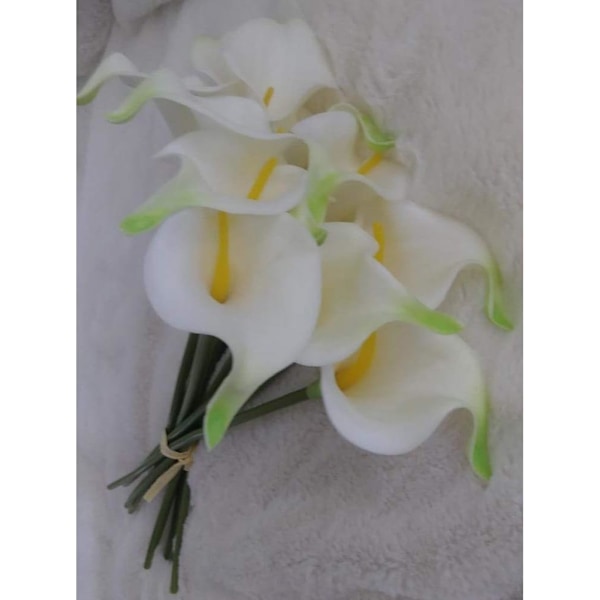 10 stj artificiella Calla Lily, Real Touch Latexblommor för hem, bröllopsfestdekorationer$Artificiell Calla Lily Bridal -Gul knopp vit