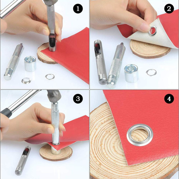 Öglettkit för presenning 12mm öljetter Metallöglor Kit med öljettverktyg, för presenning, bagage, läder, mönsterbok, etikett, skor