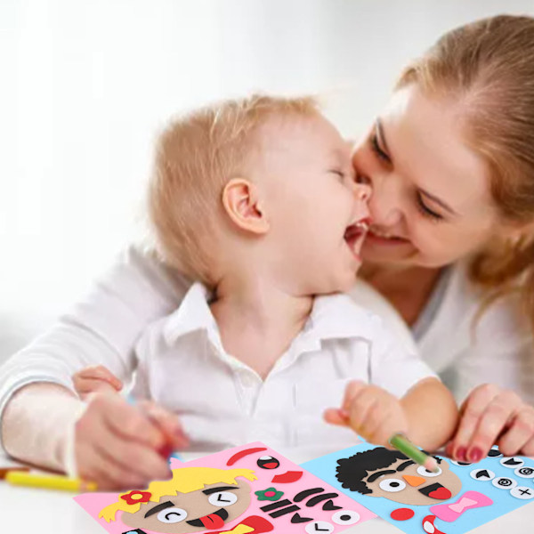 Ansiktsklädselsspel Tjockt Filt Hållbart Nonwoven Tyg Pojke och Flicka Ansiktstillverkningsleksak för Barn Spel Utbildning