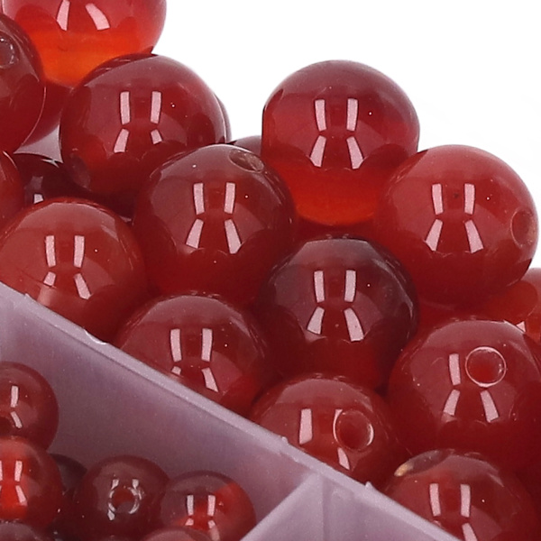 340 st röda agatpärlor 10mm 8mm 6mm 4mm polerad blank yta levande färg smyckespärlor för DIY-smycken