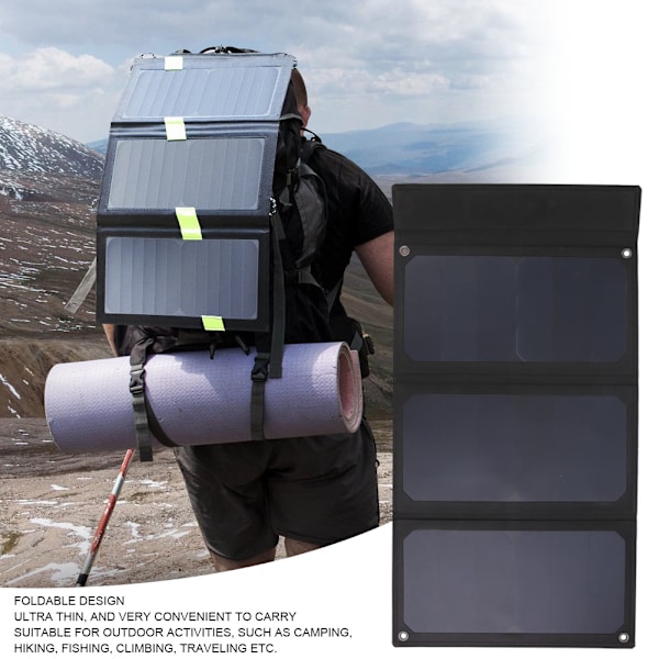 18W Utomhus Vattentät Vikbar LED Monokristallin Kisel Solpanel Dubbel USB-utgång