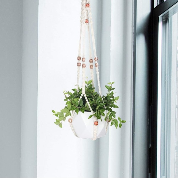 3-pack Macrame-växtupphängning och 3 st krokar inomhus utomhus hängande växtkorg hängande planteringsställ blomkrukor för dekorationer $Macrame-växt