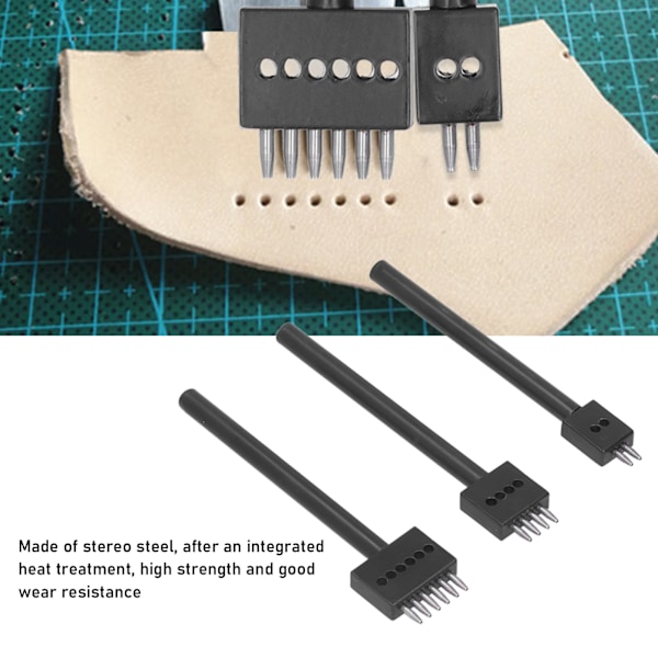 3-delad spetsstansningsverktygssats i olika storlekar, professionell design, rostskyddad, hög hårdhet, DIY-läderstansningsverktyg för bälten 6 mm