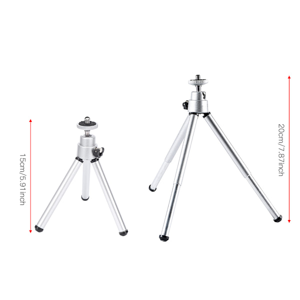 3PCS Aluminiumlegering Silver Stoving Varnish Mini Anti-Shake Teleskopstativ