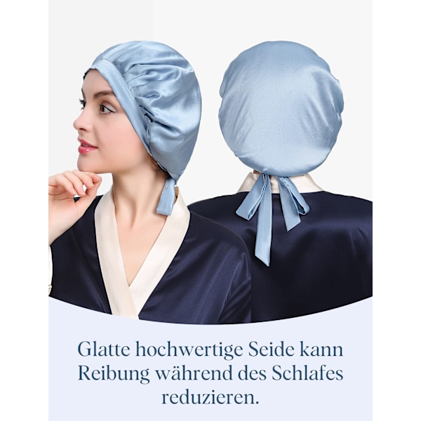 Elegant Satinhätta, Siden för Hår med Justerbar Nattmössa Bred Kant, Anti-Slip Grepp Skyddar Peruker, Stilfull Rosett för Dam Nattkläder och Daglig Användning