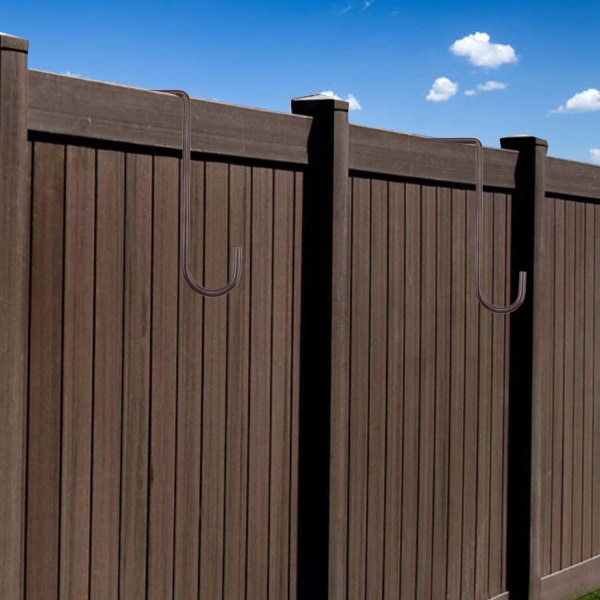 6-pack 2x6 tum staketkrokar, uteplatskrokar, brun pulverlackerat stålhängare, kan enkelt användas för