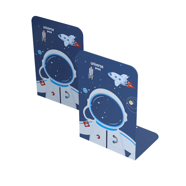 Matchande Bokstöd, Trä Bokstöd för Barn Astronaut-mönster, För Pojkar Flickor Barnkammare Eller Sovrum, Släta Kanter Halkfri Design, Tvåpack