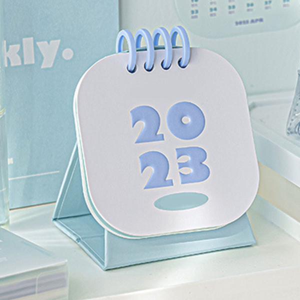 2023 Mini Skrivbordskalender Stående Vändspole Bindning Skrivbordskalender Söta Månadsschema Planerare för Hem Sovrum Fyrkant Grön
