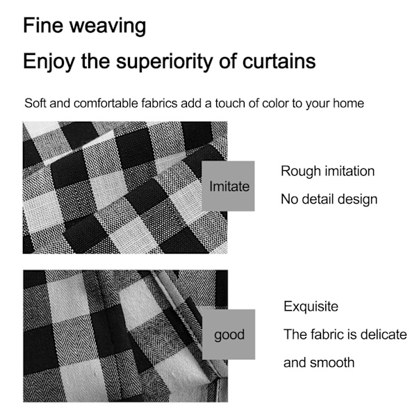 Kökets gardiner, Buffalo Plaid Gingham Tier Gardiner för kök, café, badrum, fönstergardiner