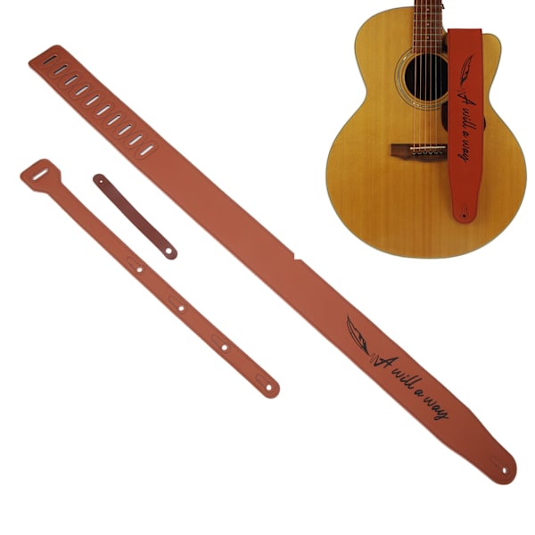 Gitarrrem med dubbelsidig brodyr, universell PU-läderrem för elgitarrer och basgitarrer