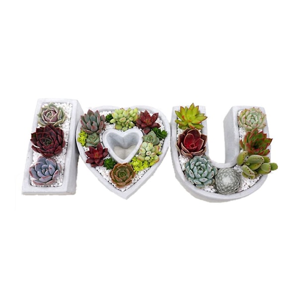 Jag älskar dig Silikon Blomkruka Form Gips Betong Cement Succulent Växt Trädgård Dekor Färg BK2014