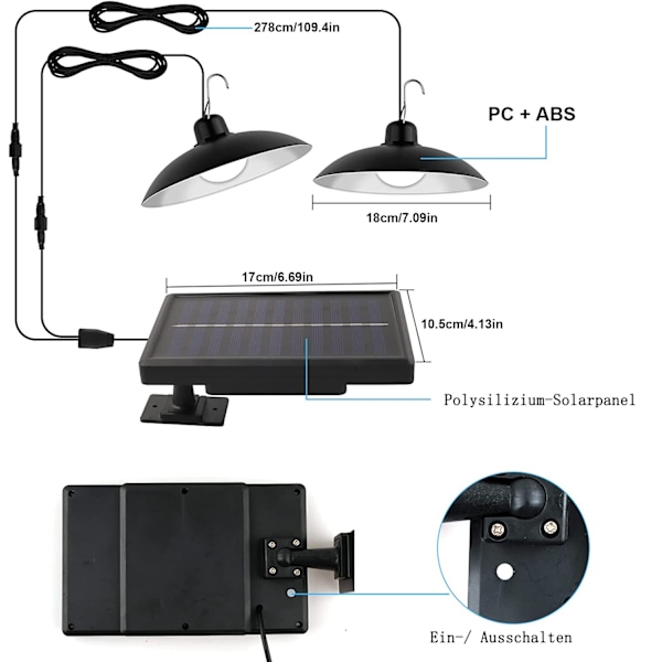 Innovativa solcellsdrivna hänglampor, polysilikonpanel för hög energiomvandling, kombinerat med superljusa LED-lampor och fjärrkontroll för anpassning