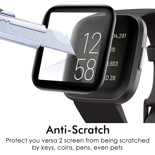 Ultratunn 2.5D Arc Kant Skärmskydd, MilitaryShield Max Täckning För Fitbit Versa 2, Högupplöst Klar Skydd, Kristallklar Tydlighet,