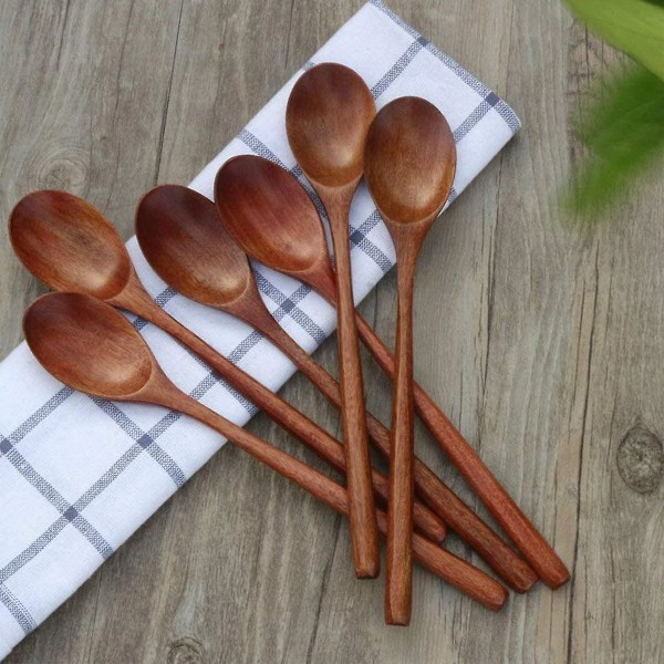 Värmebeständiga Kökstillbehör, Japansk Stil Miljövänliga Träredskap Non-Stick Vänliga Skedar för Hemmet, 2 Stycken