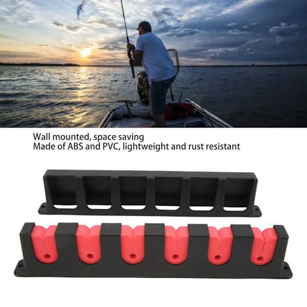 2 st väggmonterade fiskespöhållare, organiserad förvaring, platsbesparande, repskydd, horisontell fiskespöhållare för hushåll, röd