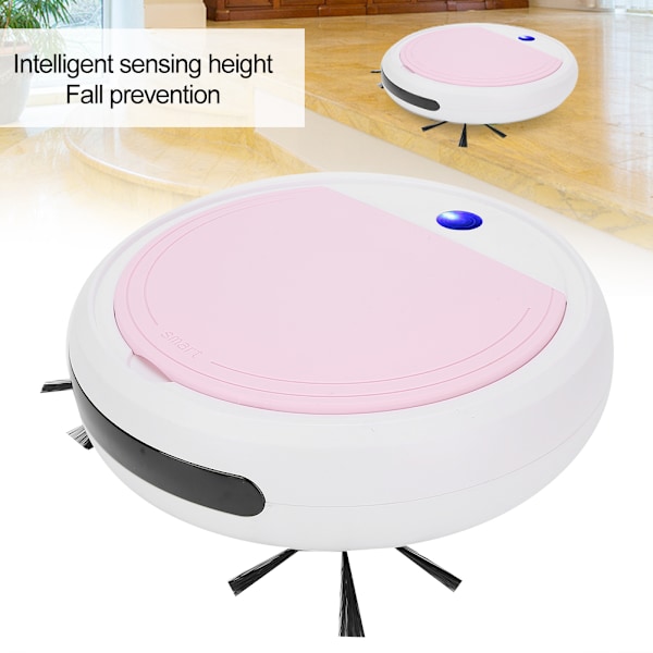 4-i-1 Smart Soptrobot med Stark Sugkraft, Dammsugning, Hemstädning, UV-Rengöring, Rosa