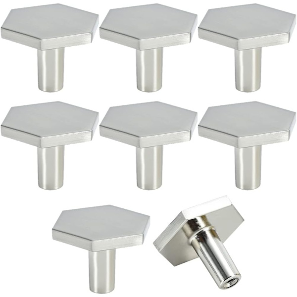 8 st 36 * 26 mm silver kökslådor dörrknoppar, zinklegering hexagon skåpknoppar, möbelknoppar för köksskåp
