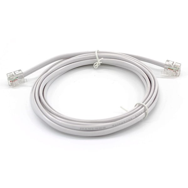 NY 15 METER TELEFON FÖRLÄNGNINGSSLADD KABEL TRÅD VIT RJ11 MODULÄR