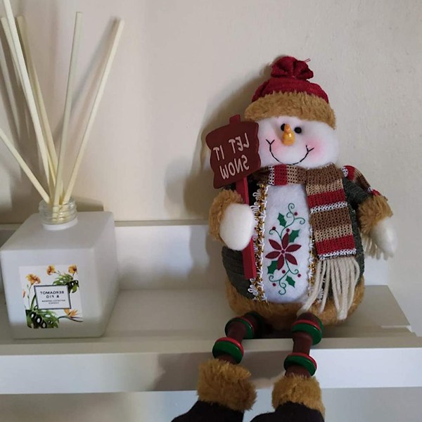 Sittande Jultomte, Snögubbe Ren Ornament: Bords- och Spisdekoration, Julfigurer för Heminredning för en Glädjefull Julhelg