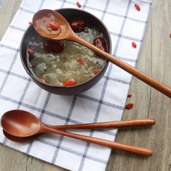 Värmebeständiga Kökstillbehör, Japansk Stil Miljövänliga Träredskap Non-Stick Vänliga Skedar för Hemmet, 2 Stycken