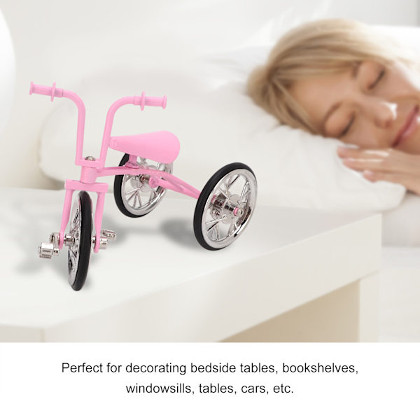 Rosa Look Leksak Tricykel Modell Simulerad Design Tricykel Prydnad Slitstark Legering DIY Leksak Tricykel Prydnad för Samla