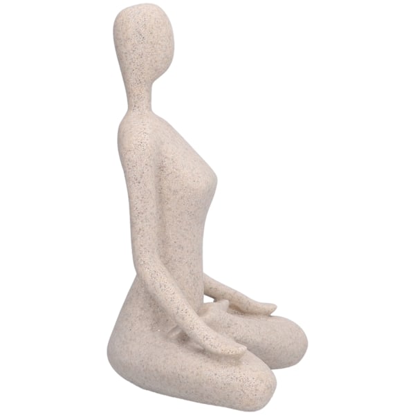 Abstrakt Tänkare Staty, Yoga Skulptur Med Unik Design Heminredning För Multi-Scenanvändning, Skrivbordsdekor I Harts I Sandstensfärg, Perfekt Gåva För
