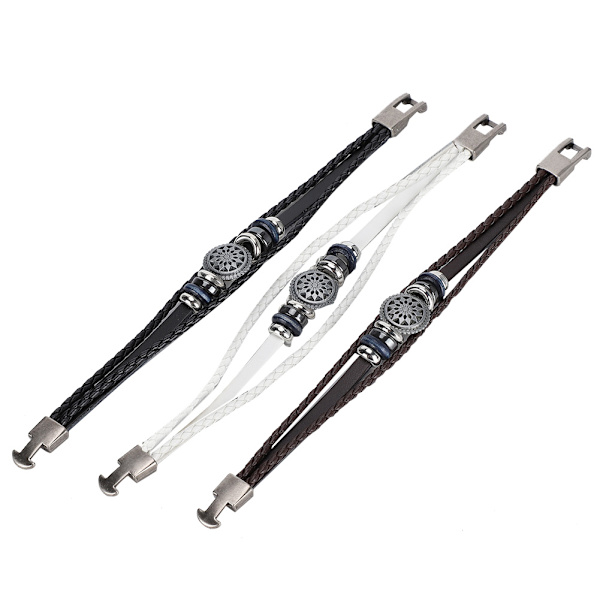 6 st armband handvävd split läder flätad PU herr dam retro armband 23 cm