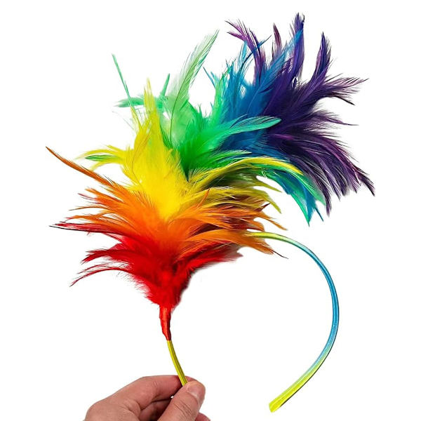 Dilunave Färgglad Fjäder Hårband Fascinator Hårband Cosplay Hårband Karneval Fest Hårprydnad Regnbåge Fjäder Hårband Fjäder Huvudbonad Kostym