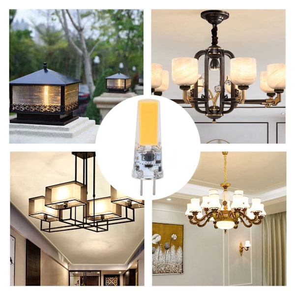 6PCS GY6.35 Glödlampa 5W COB Ljuskälla 500lm Silikon Taklampa Glödlampa för Vardagsrum Varm Vit