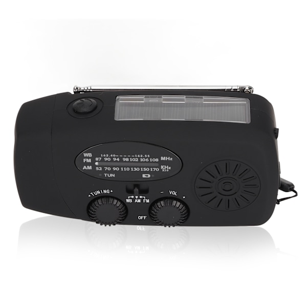 XSY088L Portabel NOAA/AM/FM Radio Vattentät Portabel Solcellsdriven Vevradio med 2000mAh Laddare för Utomhusbruk Svart