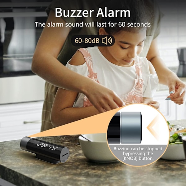Magnetisk digital kökstimer, Cuisine Alarm Cook Lcd Hd, Timer, Äggtimer med roterande knappjustering, Idealisk för matlagning, matlagning, studier,