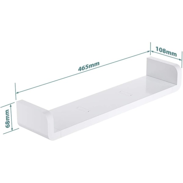 Vita väggmonterade badrumshyllor i plast, sugkopp U-formade flytande väggmonterade hyllor duschtillbehör (stora)