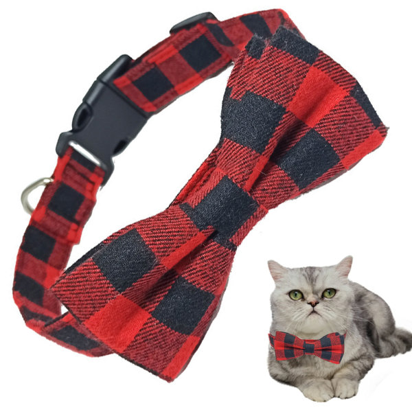 Pet Supplies Jul Pet Halsband Bowknot Pläd Hundhalsband