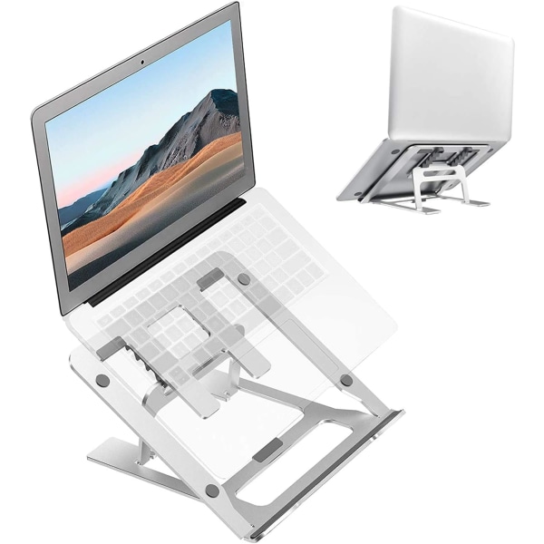 Bärbar datorstativ i metall för skrivbord, hopfällbar bärbar liten datorbordshållare, ergonomisk halkfri notebookhylla för kontor Hemmaskola klassrumssäng