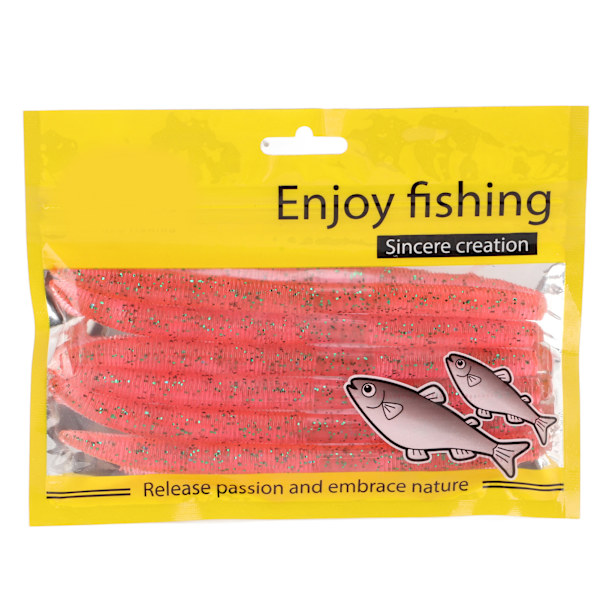 6 st/set Noodle Worm Fiskebete Bite Resistent PVC Mjuk Maggot Dagmask Artificiellt Bete Rosa
