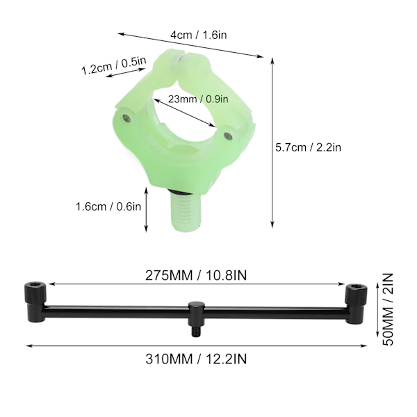Fiske Spöhållare Lätt Magnetisk Fäste Huvud Fiske Spö Svansstöd Hållare Verktyg Tillbehör(2 Huvud 30cm 11.8in Fäste 2x Fäste Huvud )