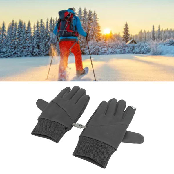 1 par full finger cykelhandskar pekskärm varma handskar för män kvinnor ridning träning skytte grå L