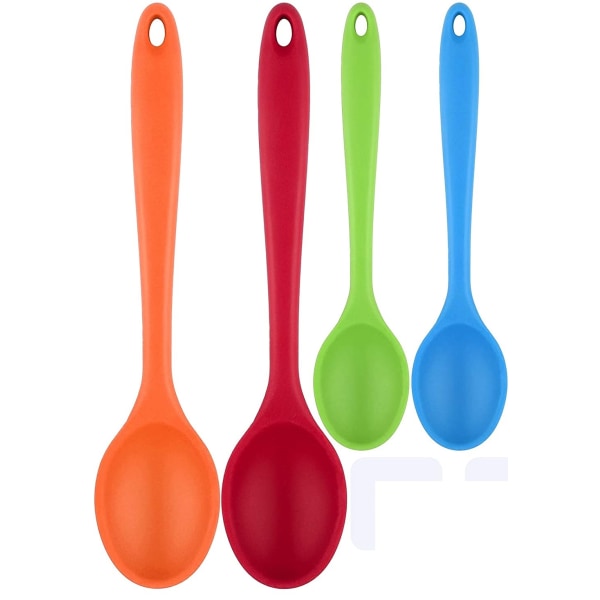 4 delar silikon nonstick blandningsset inklusive transparent krok silikon  sked nonstick värmebeständiga skedar för omrörning, blandning och servering