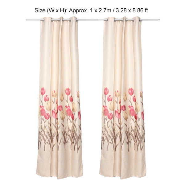 Polyester Blackout Fönstergardin Mörkläggningsgardin Sovrum Vardagsrumsdekor (Beige)