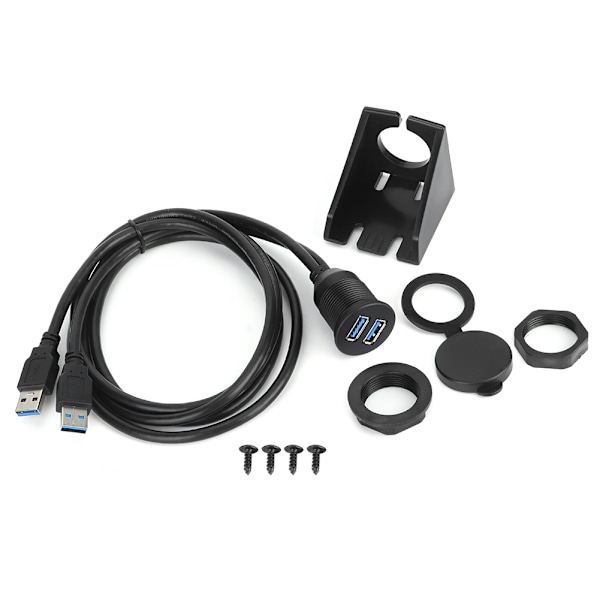 Dubbel USB3.0 Datakabel Instrumentbräda Flush Mount Panel Förlängningsledning Vattentät 1 meter/39.4 tum