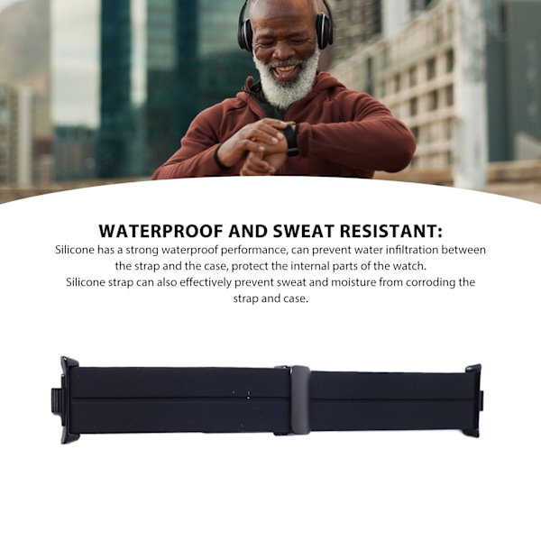 Klockarmband Silikon Magnetisk Vikbar Flexibel Vattentät Klockrem för Mi Band 8 Pro Svart