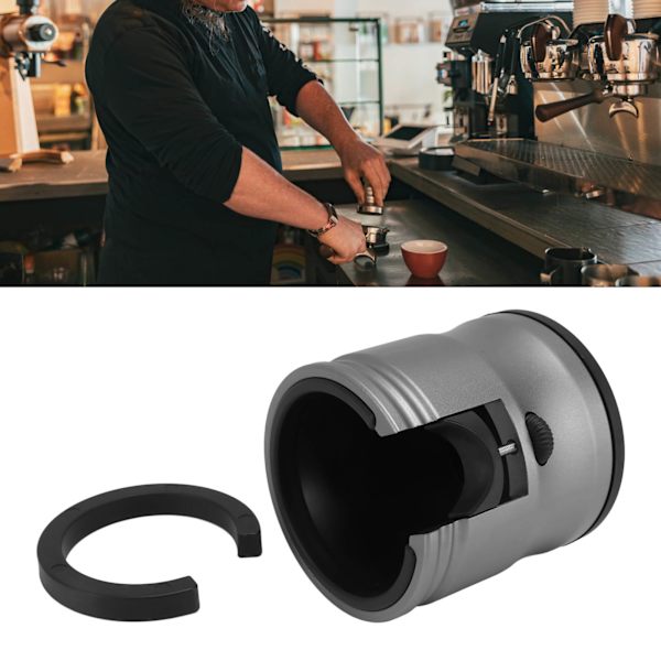 Rund kaffepresshållare i aluminiumlegering, halkfri, justerbar, universell, för hem och café, svart